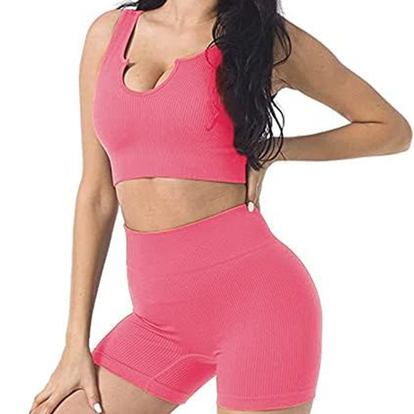 High Waist Leggings with Sports Bra Gym Set
