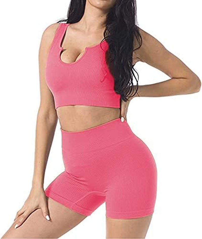 High Waist Leggings with Sports Bra Gym Set