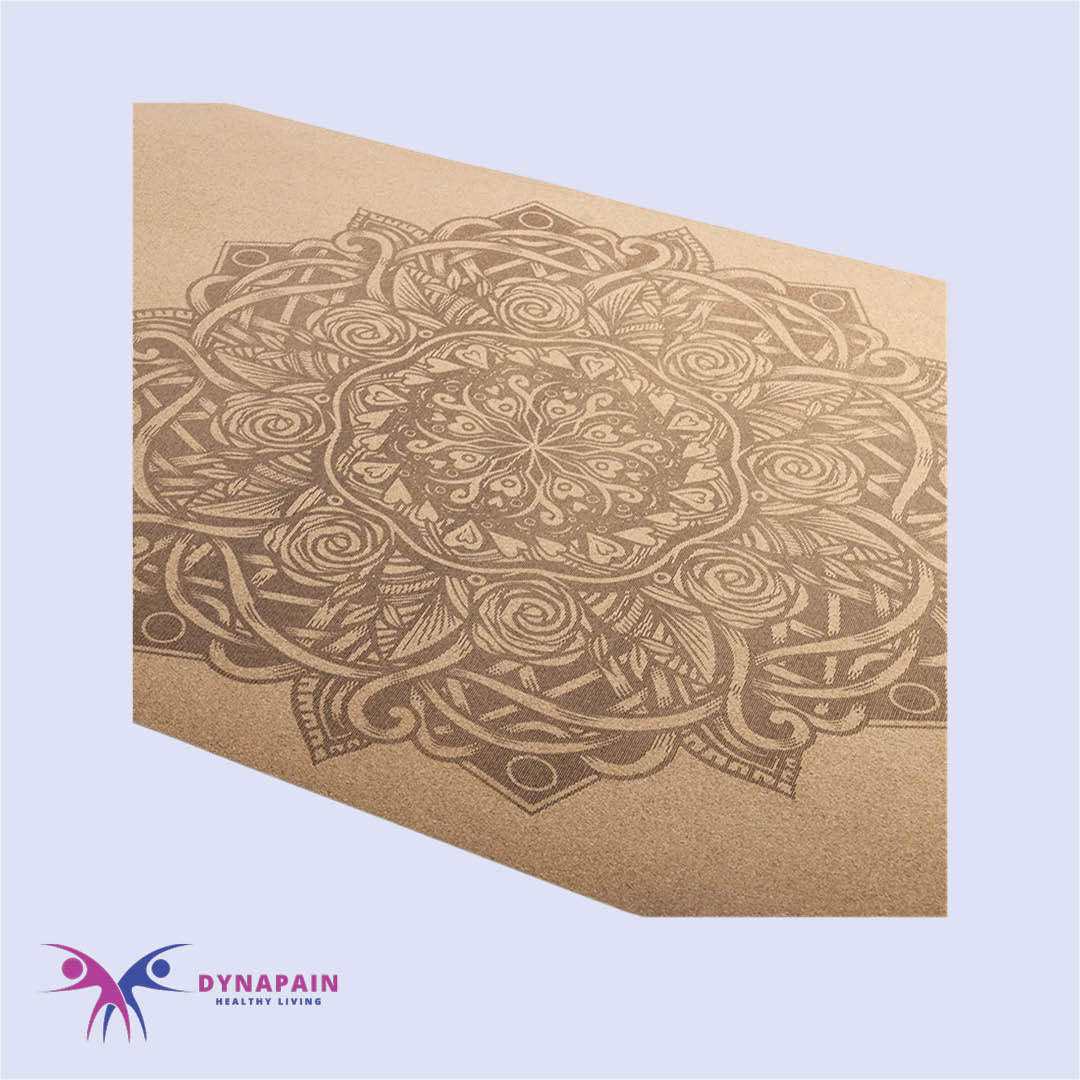 Natural Cork Yoga Mat Anti-Skid with Position Line Pattern Sweatproof Tear-Resistant