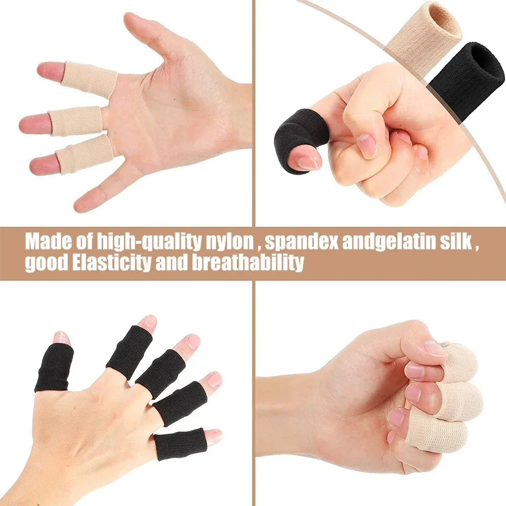 10Pcs/Set Finger Brace Splint Sleeve Support Protector Guard Soft Comfortable Cushion for Basketball Tennis Baseball Volleyball