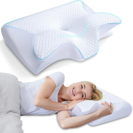 Butterfly Memory Foam Neck Pillow with Armrests for Side & Back Sleepers