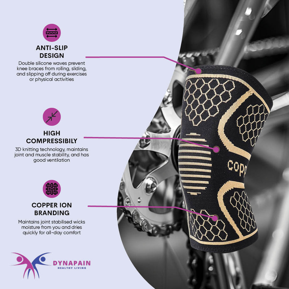 1 Pair Copper Knee Brace for Arthritis Pain and Support Knee Sleeve