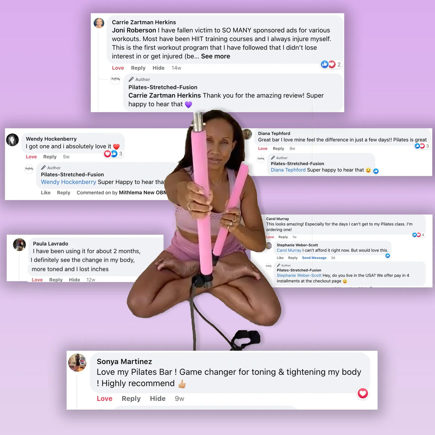 Multi Functional Stretched Pilates Bar - Full Body Workout At Home