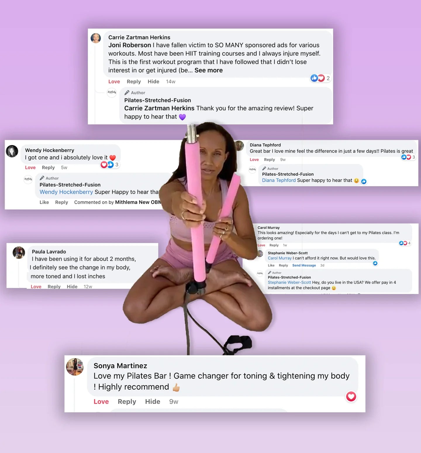 Multi Functional Stretched Pilates Bar - Full Body Workout At Home