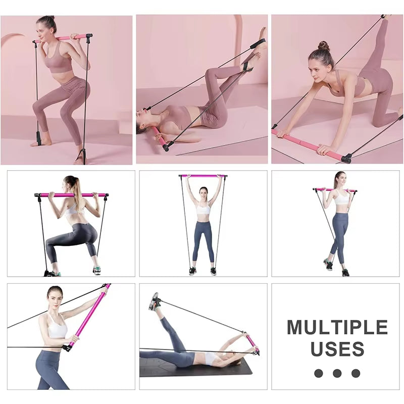 Multi Functional Stretched Pilates Bar - Full Body Workout At Home