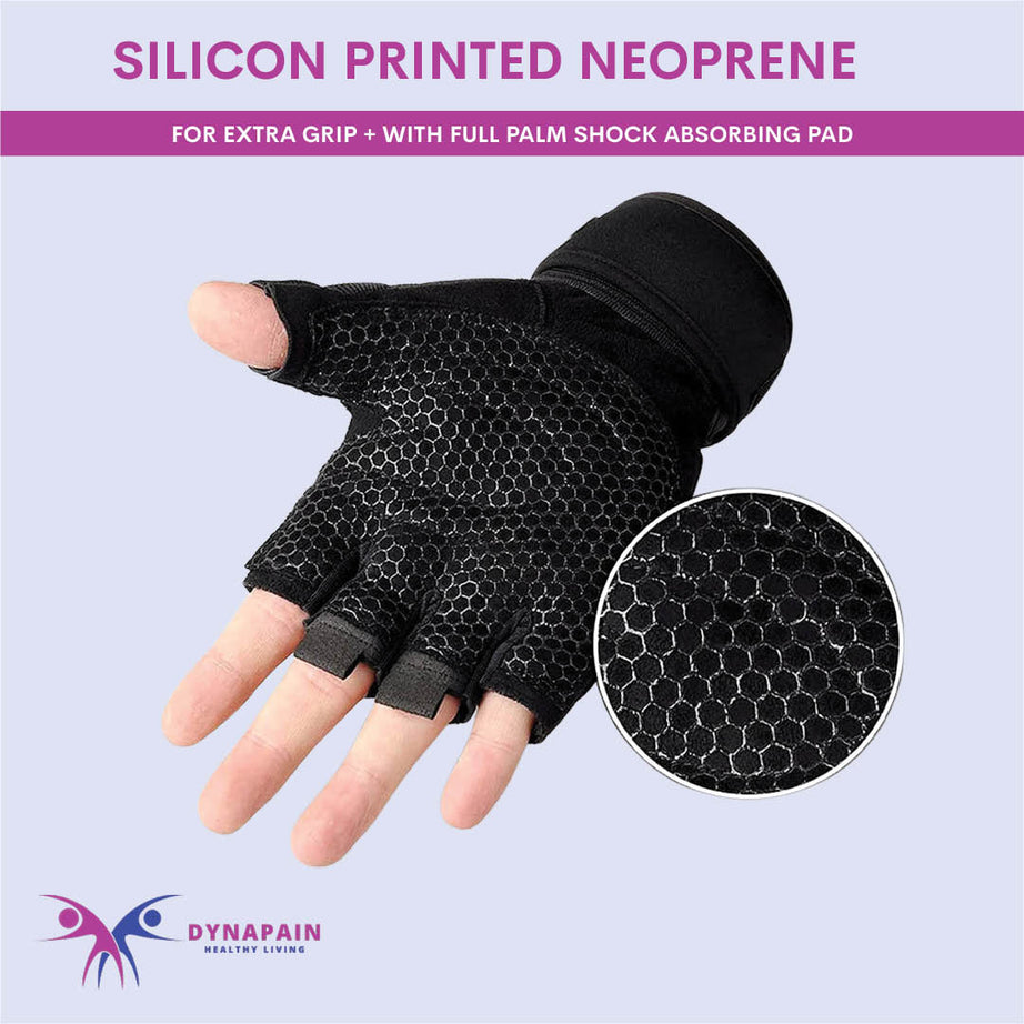 Antislip Weight Lifting Gym Gloves with Wrist Wraps