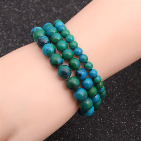 Natural Malachite Stone Bead Bracelet 