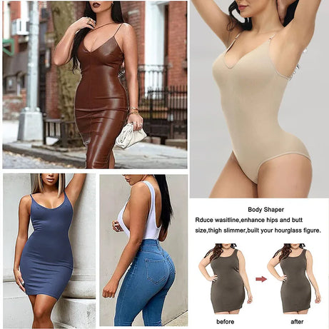 V Neck Spaghetti Strap Compression Body Shapewear