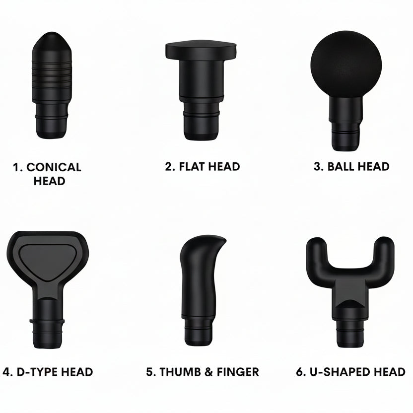 Portable Percussion Massage Gun (Type-C Rechargeable) – Multi-Head Kit