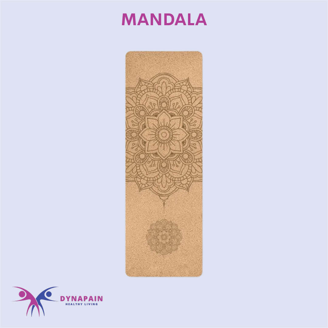 Natural Cork Yoga Mat Anti-Skid with Position Line Pattern Sweatproof Tear-Resistant