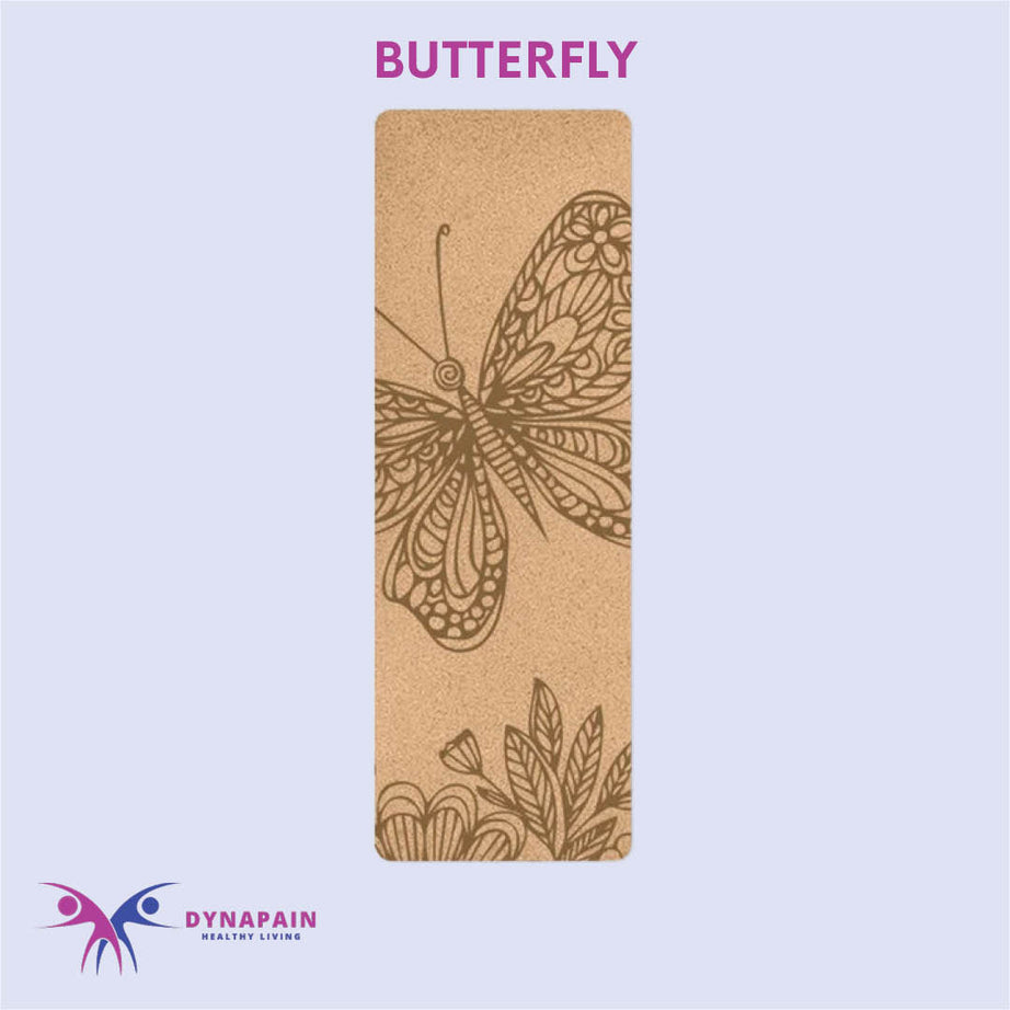 Natural Cork Yoga Mat Anti-Skid with Position Line Pattern Sweatproof Tear-Resistant