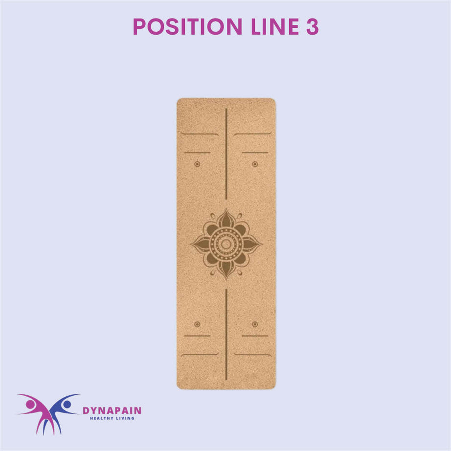 Natural Cork Yoga Mat Anti-Skid with Position Line Pattern Sweatproof Tear-Resistant