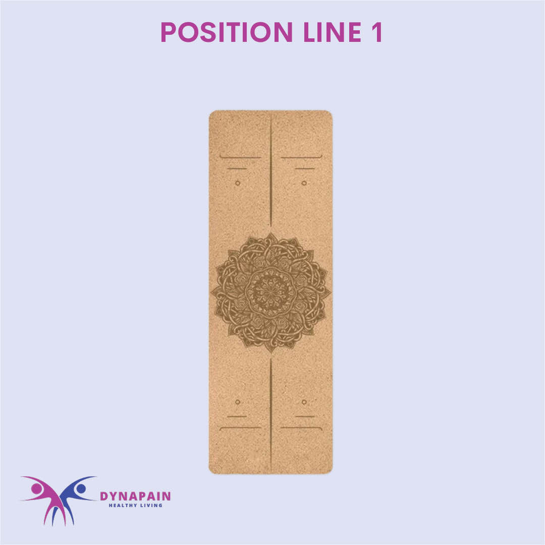 Natural Cork Yoga Mat Anti-Skid with Position Line Pattern Sweatproof Tear-Resistant