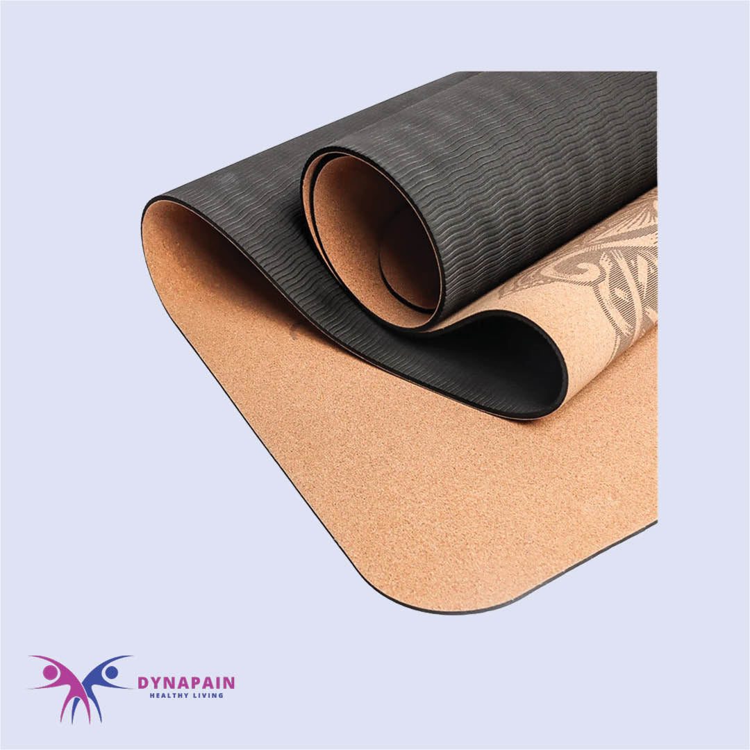 Natural Cork Yoga Mat Anti-Skid with Position Line Pattern Sweatproof Tear-Resistant