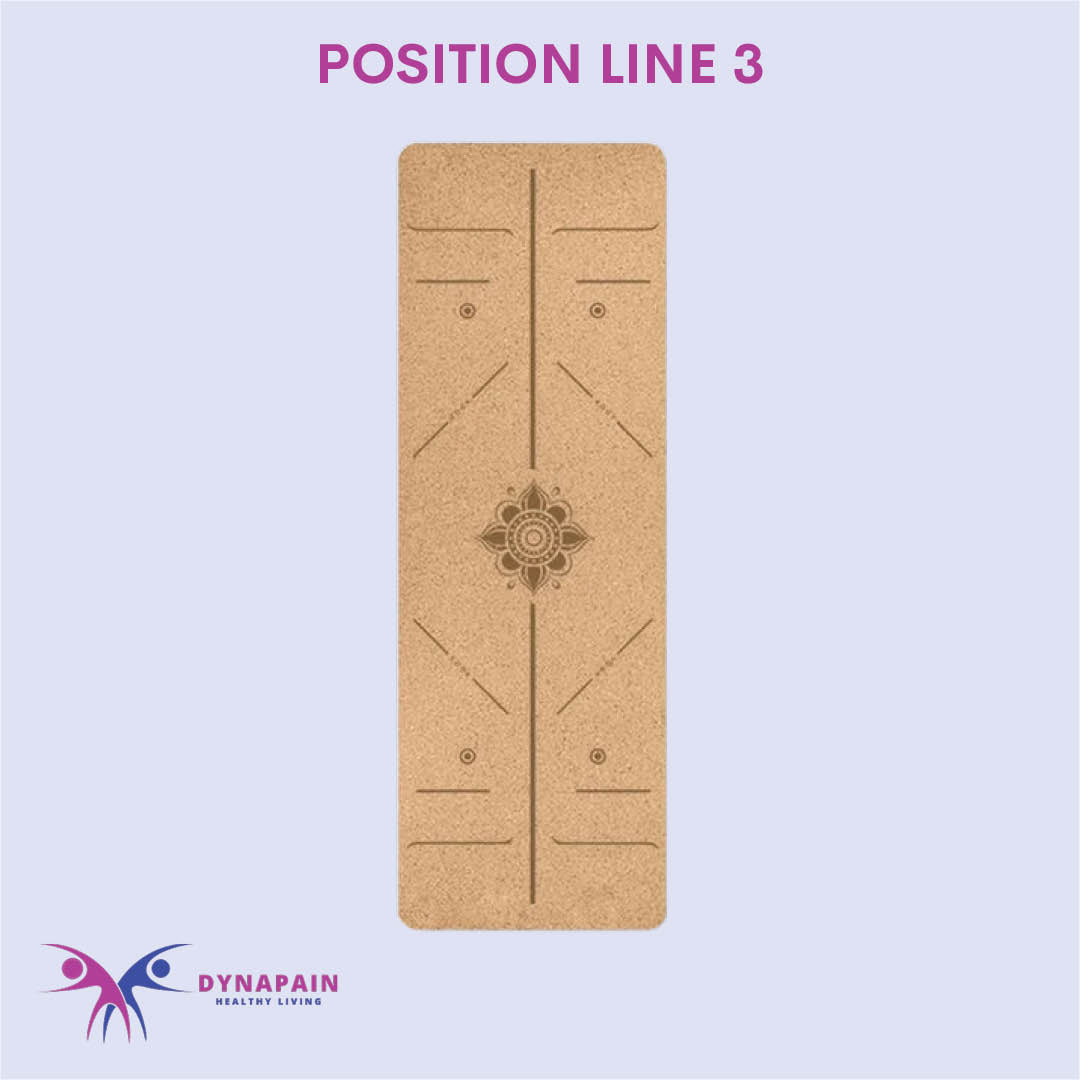Natural Cork Yoga Mat Anti-Skid with Position Line Pattern Sweatproof Tear-Resistant