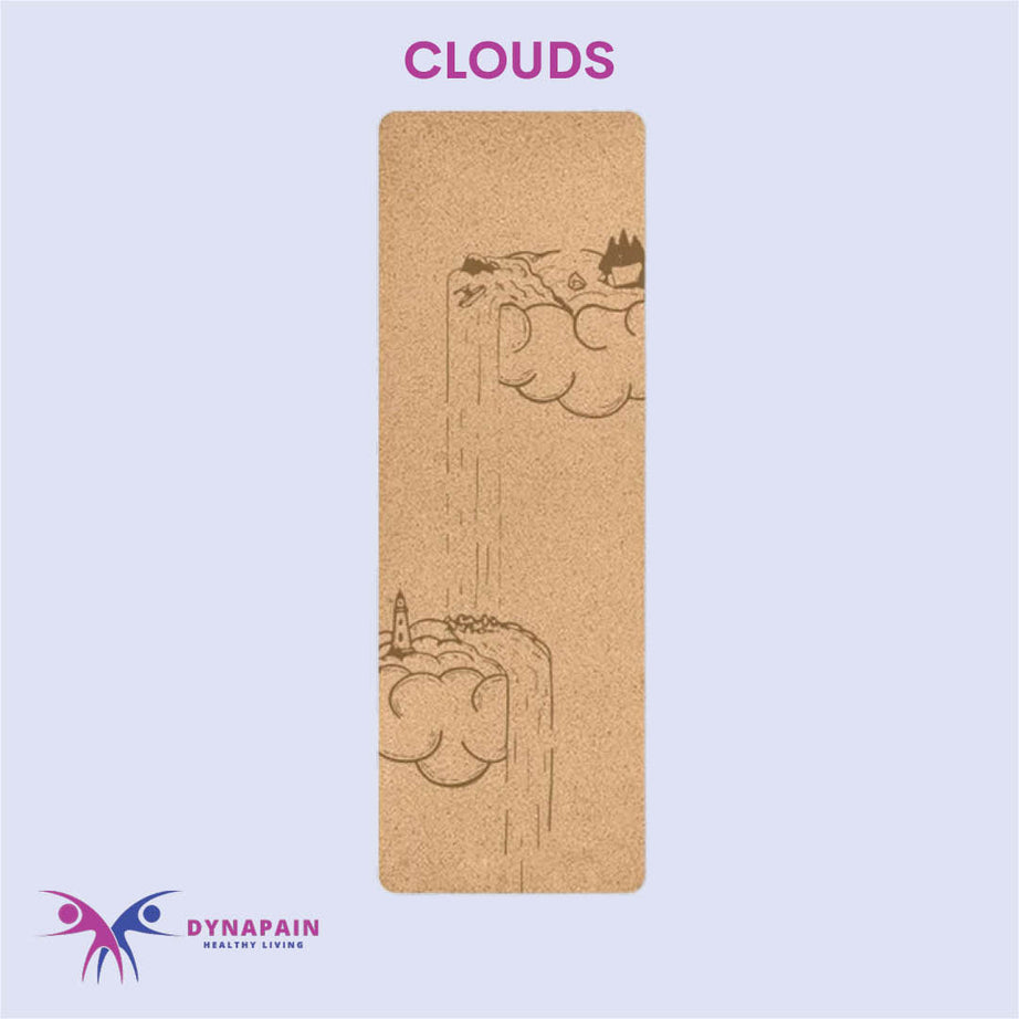 Natural Cork Yoga Mat Anti-Skid with Position Line Pattern Sweatproof Tear-Resistant