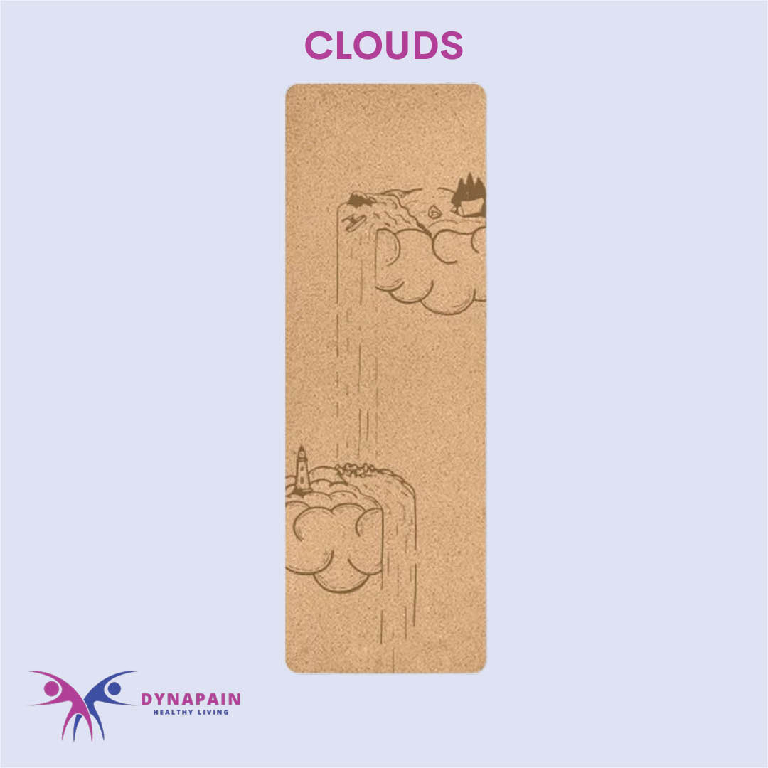 Natural Cork Yoga Mat Anti-Skid with Position Line Pattern Sweatproof Tear-Resistant