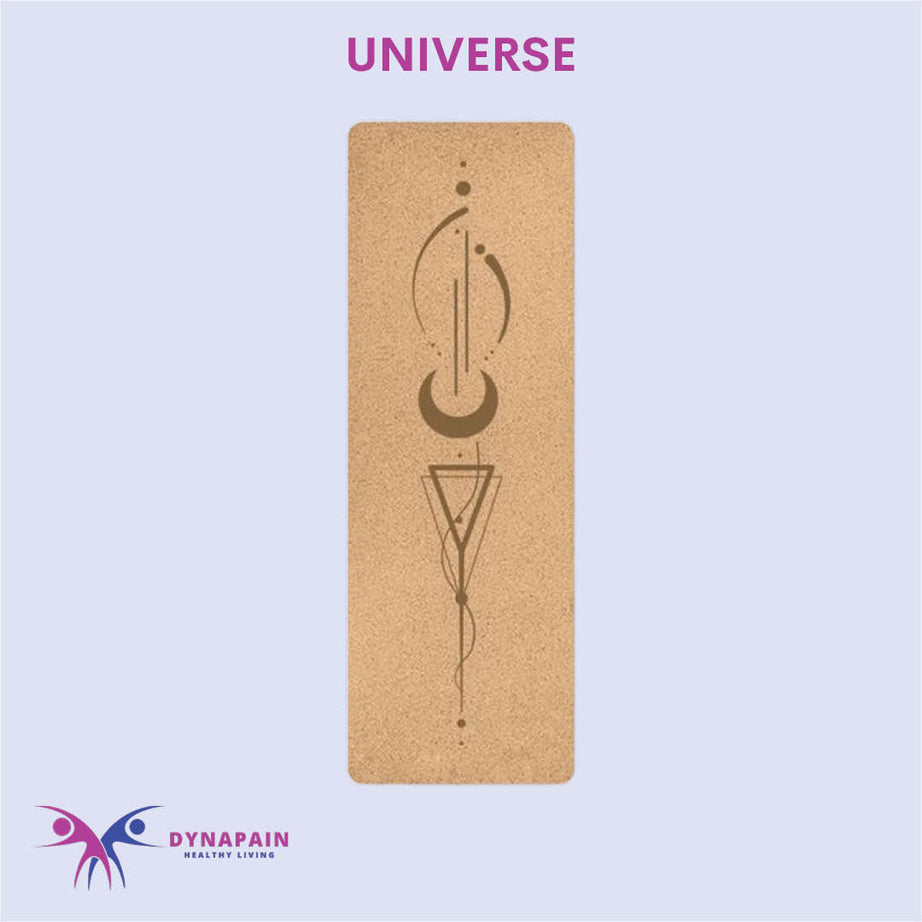 Natural Cork Yoga Mat Anti-Skid with Position Line Pattern Sweatproof Tear-Resistant